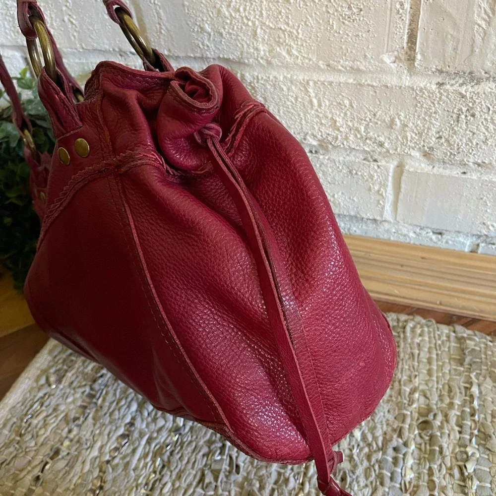 Lucky Brand Genuine Leather  Large Tote Dark Red. Laptop Size